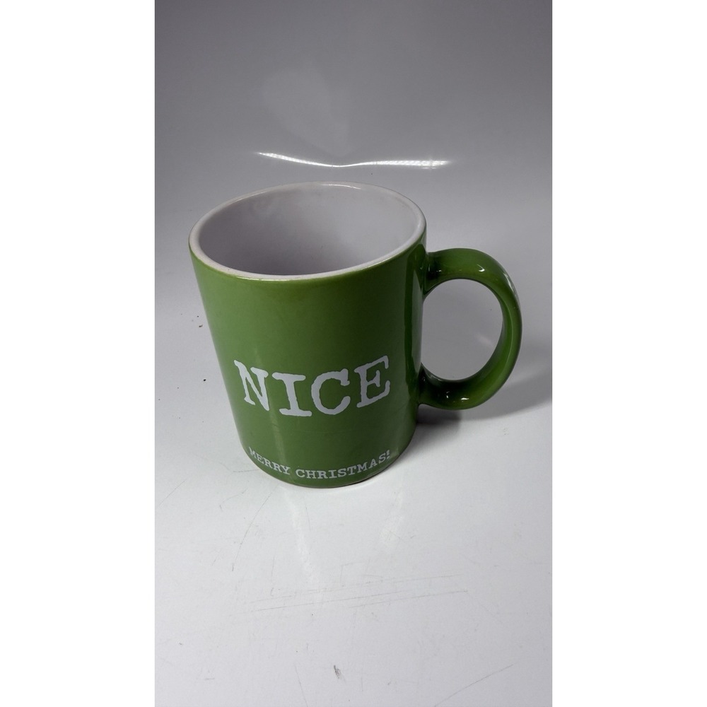 Naughty Nice Pier 1 Coffee Tea Cup Mug Funny Christmas Green